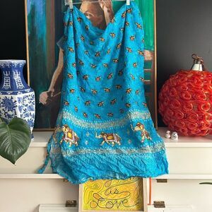 Vintage 90s elephant print bohemian wrap maxi skirt one size